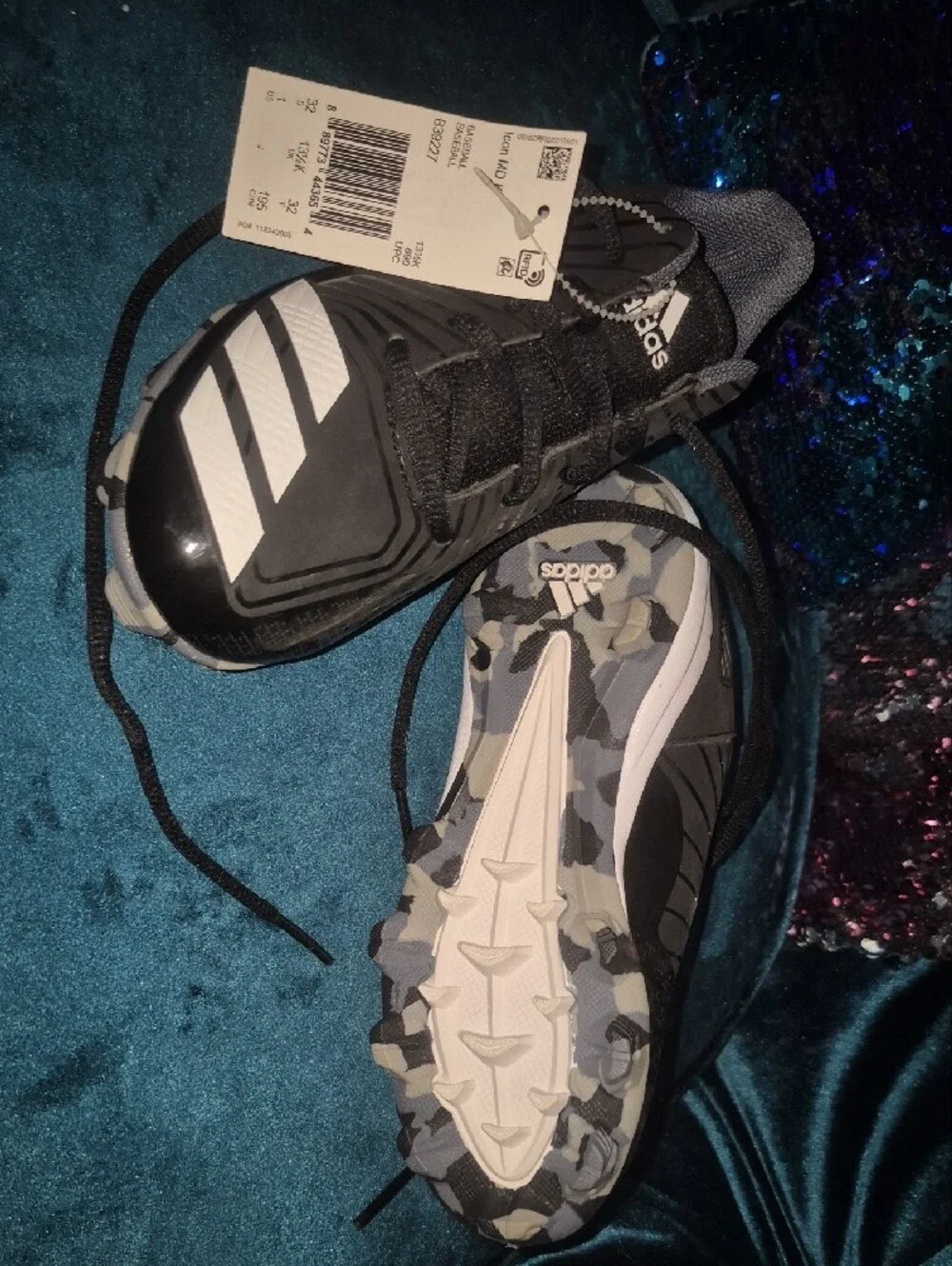 Adidas Little Kid’s Black Gray Baseball Cleats - Icon MD K